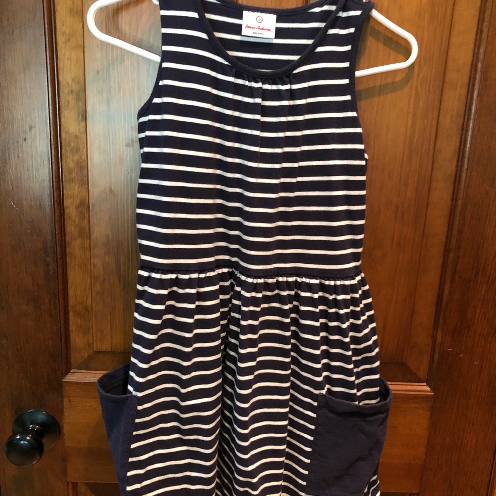 Hanna Andersson navy striped dress sz 150